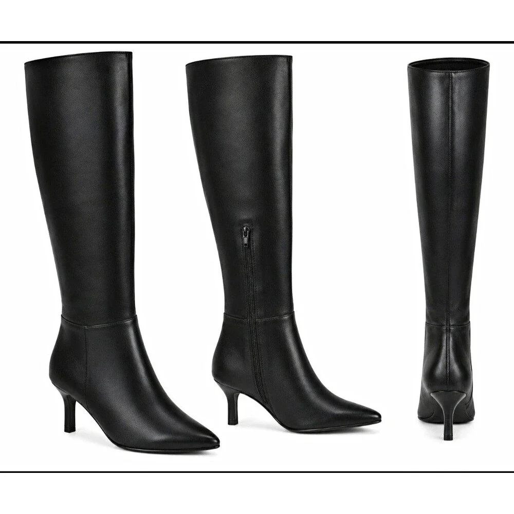 INC International Concepts Jackston Black Knee High Pointed Toe Boots US 8 M